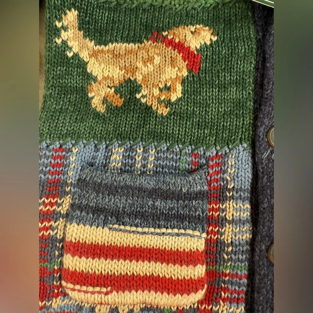 NWT! Ralph Lauren Patchwork Cotton-Blend Shawl Cardigan Boys size 4/5